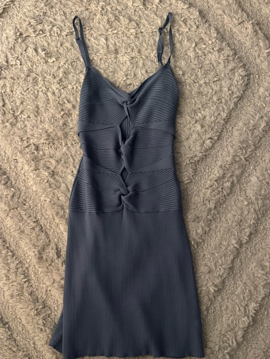 cult gaia Dresses & Skirts - cult gaia Ribbed Knot-Front Midi Dress in Slate Blue